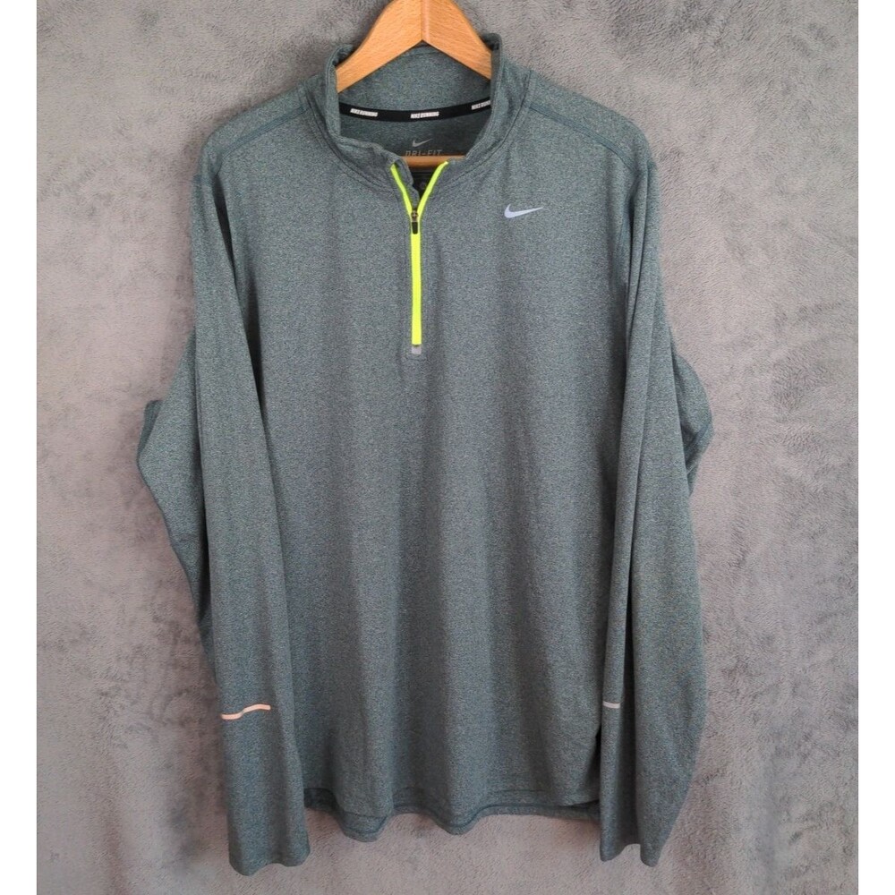 Nike Running Element 1/4 Zip Dri-Fit Pullover Long Sleeve Mens XL Heather Green